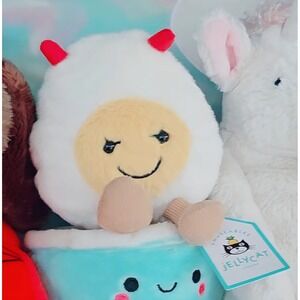 Jellycat Amuseables Deviled Egg Plush Toy with Red Devil Horns NEW rare/Retired